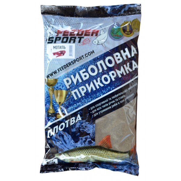 Прикормка для ловли рыбы, Feeder Sport Плотва, 1кг, вкус Мотыль, цвет черный